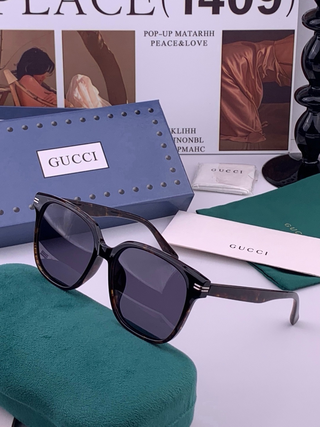 🆕  🔺GUCCI🔻古驰 GG圆框太阳镜 完美品质 🎓独特设计  适合各种脸型 亮相时装周 超时尚百搭 实物精致  情侣