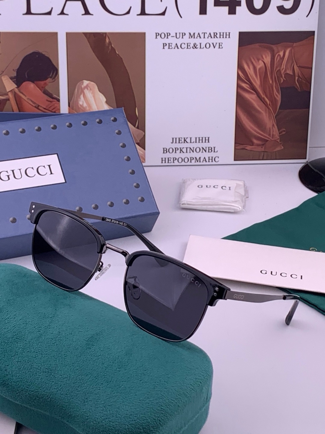 🆕  🔺 【GUCCI-偏光太阳镜】开春新款 潮流爆款 时尚方框偏光太阳镜 高品质 佩戴舒适 网红潮款墨镜 女士高清偏光