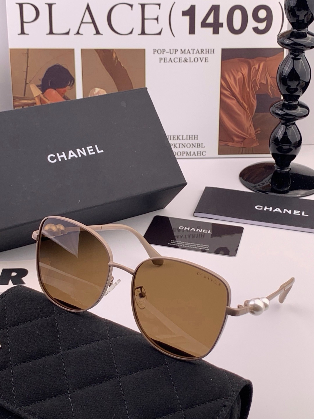 🆕 🔺CHANEL🔻官方早春新款，众多明星同款[色]香奈儿‼️‼️新款珍珠大框偏光墨镜 ，🌈🌈宝丽来超清偏光太阳镜🔝🔝型