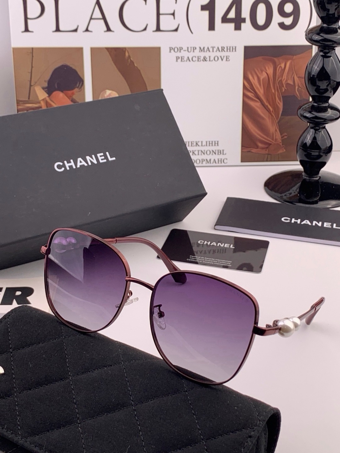 🆕 🔺CHANEL🔻官方早春新款，众多明星同款[色]香奈儿‼️‼️新款珍珠大框偏光墨镜 ，🌈🌈宝丽来超清偏光太阳镜🔝🔝型