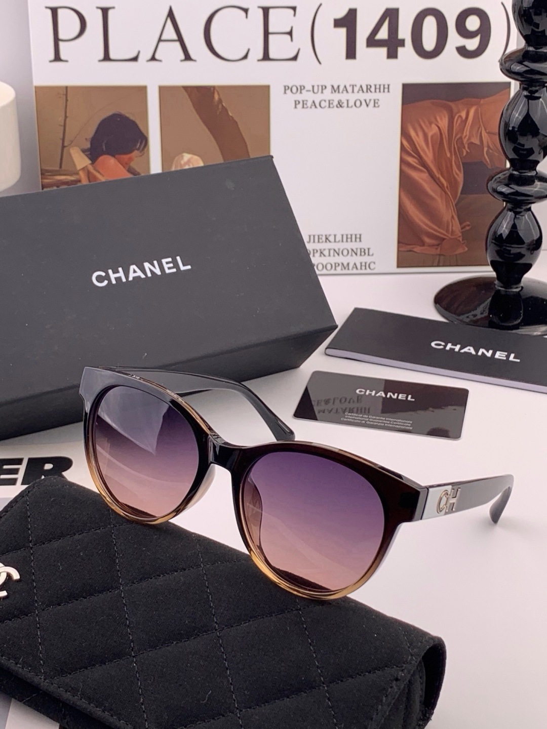🆕   【CHANEL】香奈儿 新款潮流爆款 时尚圆框太阳镜 佩戴舒适 网红潮款墨镜  女士高清加厚偏光太阳镜🕶️ 🎉高