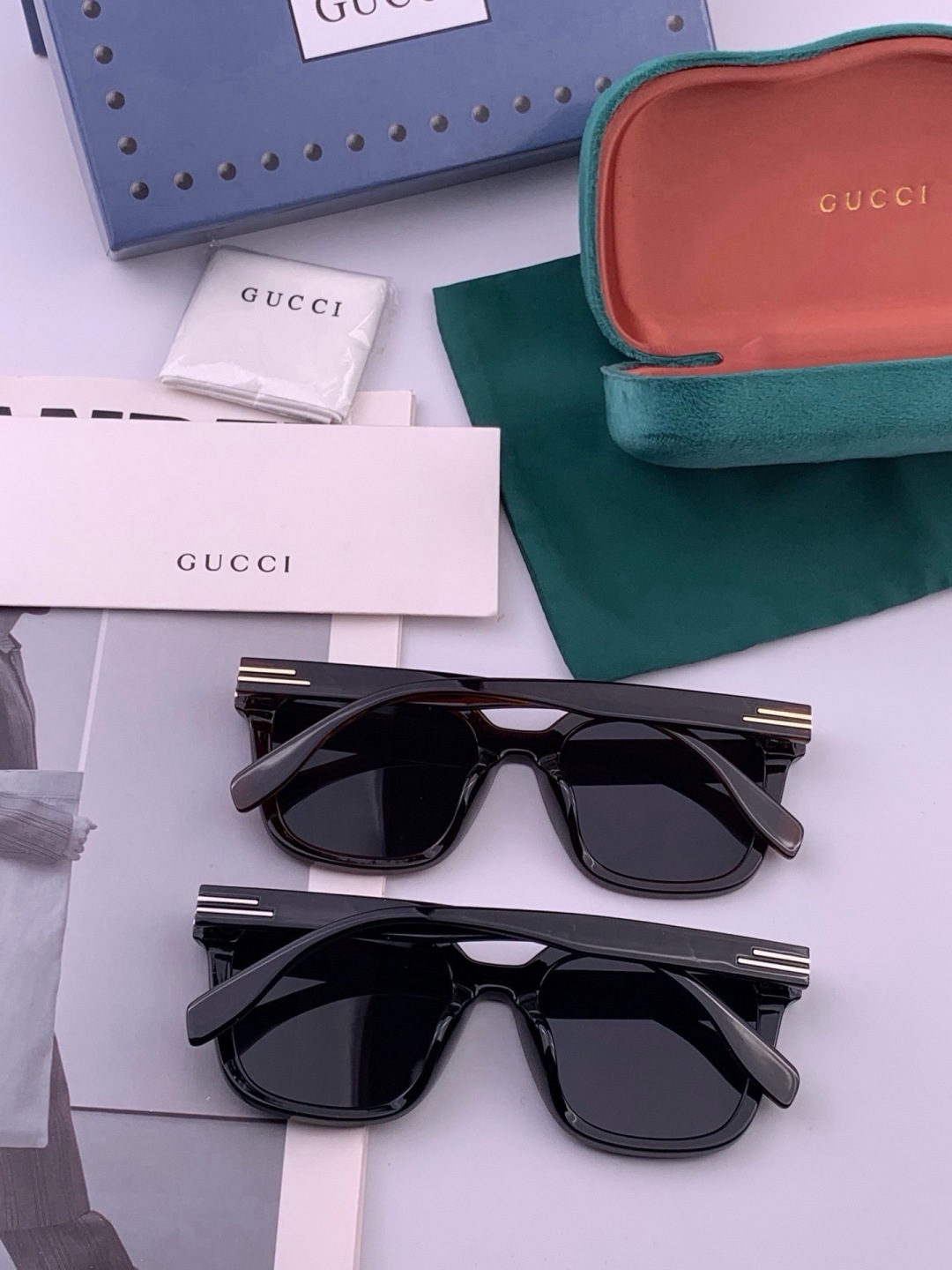 🆕 🔺 【GUCCI】开春新款 潮流爆款 时尚方框偏光太阳镜 高品质 佩戴舒适 网红潮款墨镜 女士高清尼龙偏光太阳镜🕶️