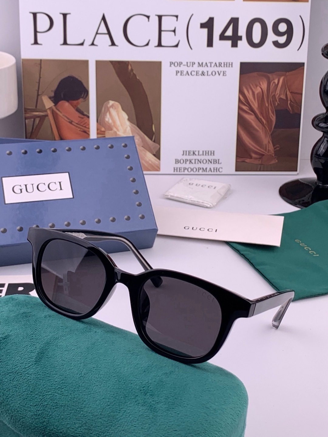 🆕   GUCCI  新款偏光太眼镜，情侣款时尚方框太阳镜佩戴舒适网红潮流款墨镜，大气女人范儿，大脸小脸都好看 ！型号：