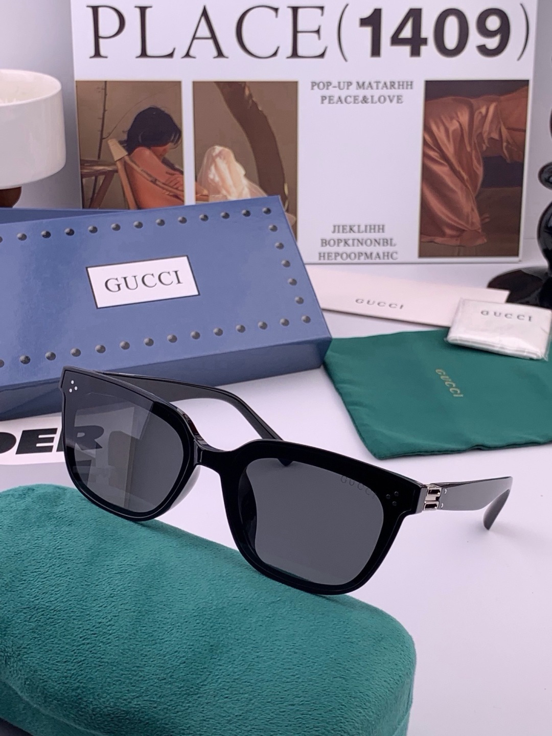 🆕   GUCCI  新款连体尼龙偏光太眼镜，情侣款时尚方框太阳镜佩戴舒适网红潮流款墨镜，大气女人范儿，大脸小脸都好看 