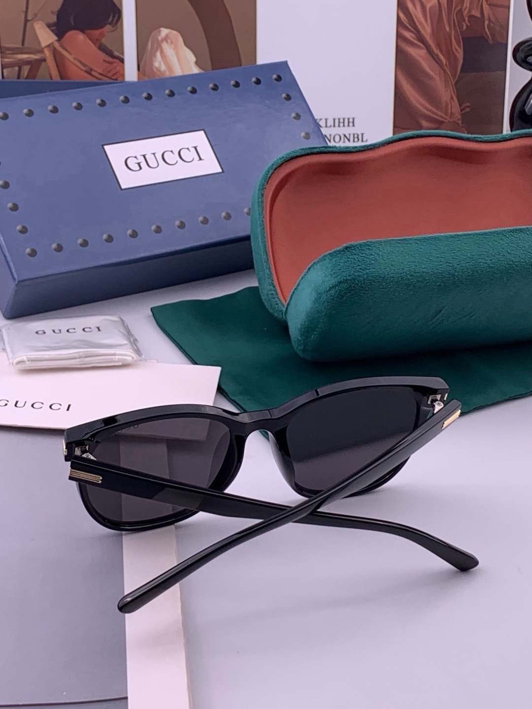 🔺 【GUCCI-偏光太阳镜】开春新款 潮流爆款 时尚方框偏光太阳镜 高品质 佩戴舒适 网红潮款墨镜 女士高清偏光太阳镜