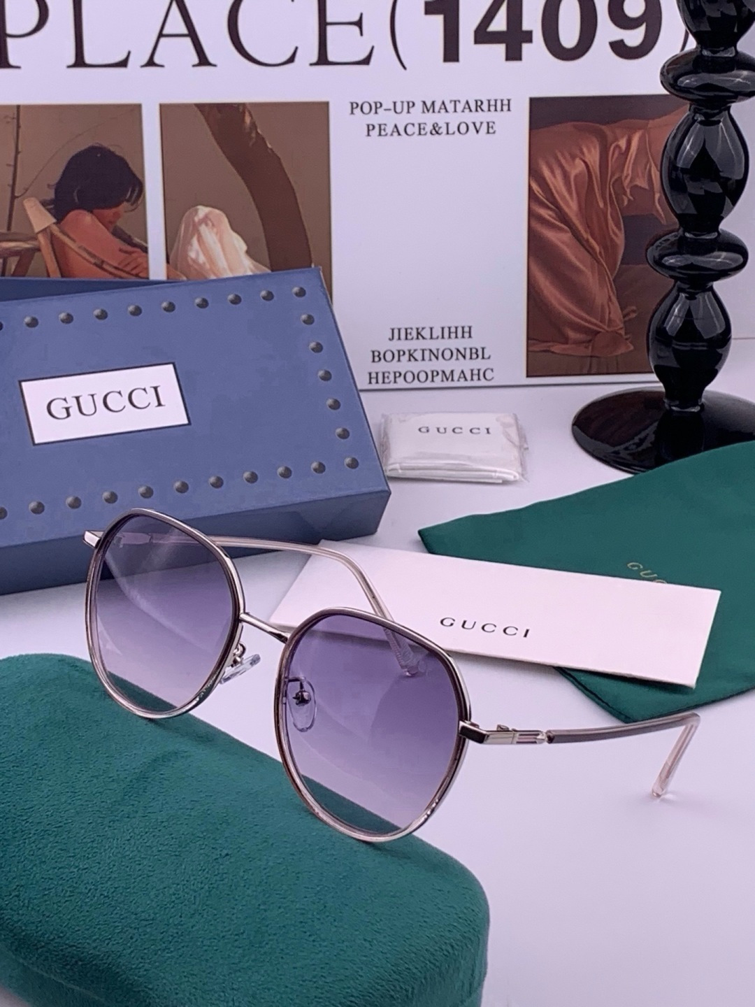 🔺 【GUCCI-偏光太阳镜】开春新款 潮流爆款 时尚方框偏光太阳镜 高品质 佩戴舒适 网红潮款墨镜 女士高清偏光太阳镜
