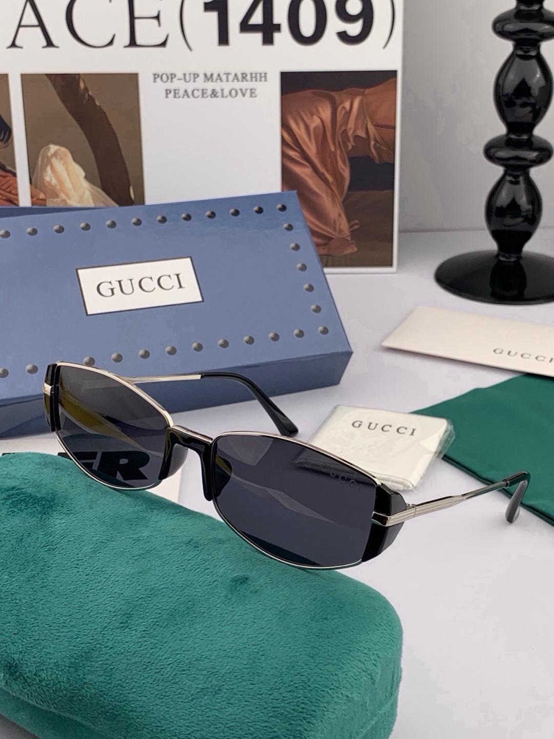 🔺 Gucci 🔻官方新款 众多明星同款[色]‼️‼️新款大框偏光墨镜 🌈🌈宝丽来超清加厚太阳镜🔝🔝型号：G2827