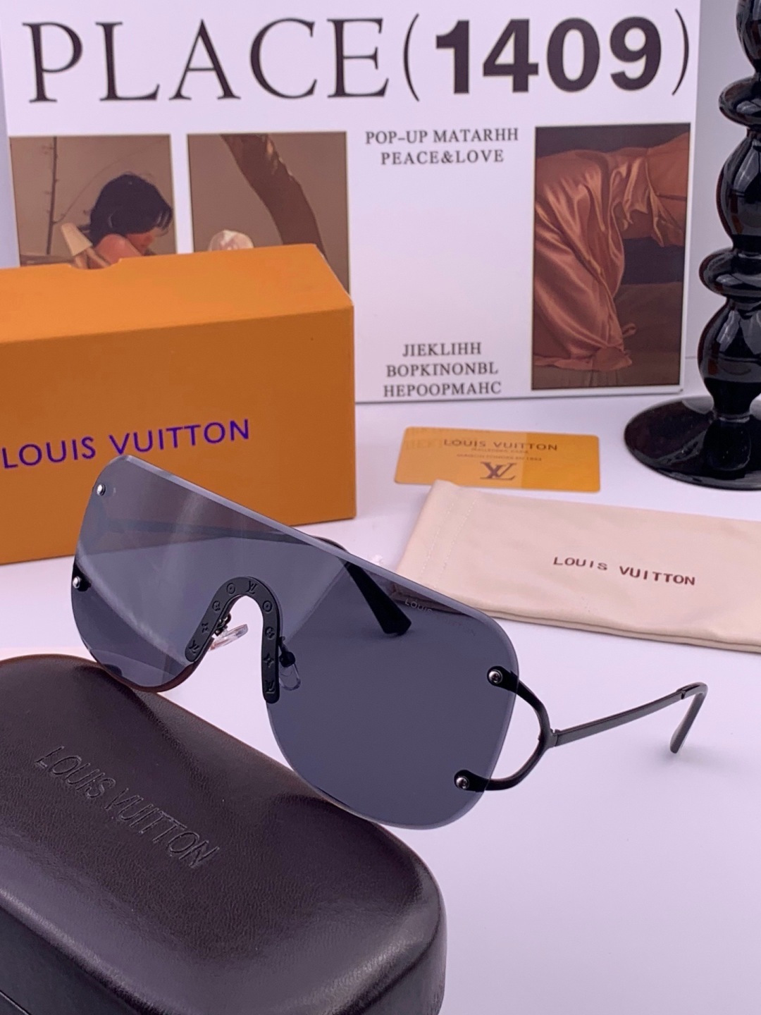LV🔥高品质男女款”太阳镜🔥 开车钓鱼都可🔥百搭显瘦墨镜韩版男士飞行员大框司机开车防紫外线太阳镜，型号：L61759