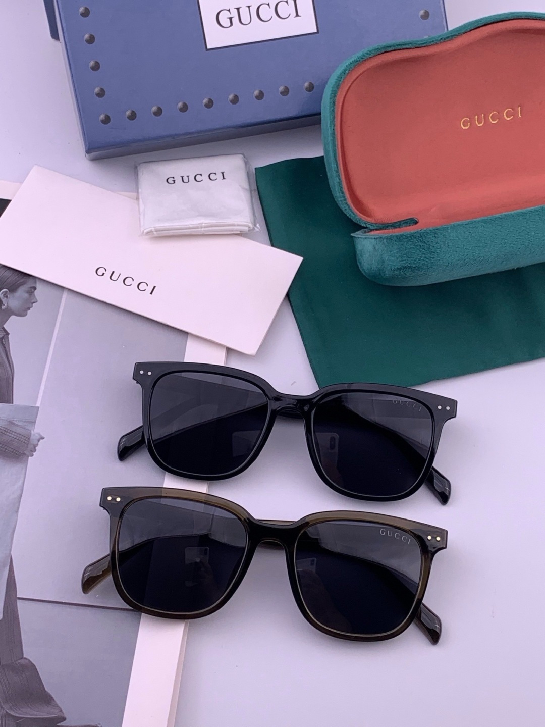 Gucci   情侣款 经典的方框设计，不挑脸型，无论搭配大衣还是连衣裙都非常显气质高清偏光镜片预防紫外线 型号：G12