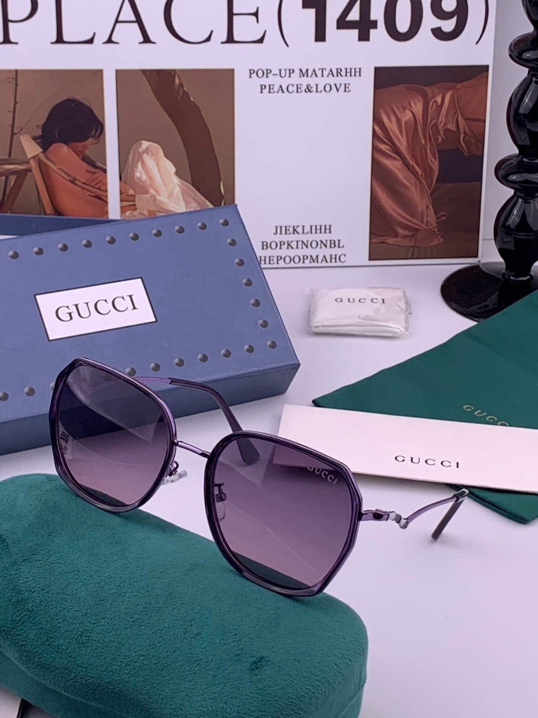 🔺 【GUCCI】开春新款 潮流爆款 时尚方框偏光太阳镜 高品质 佩戴舒适 网红潮款墨镜 女士高清尼龙偏光太阳镜🕶️ 🎉