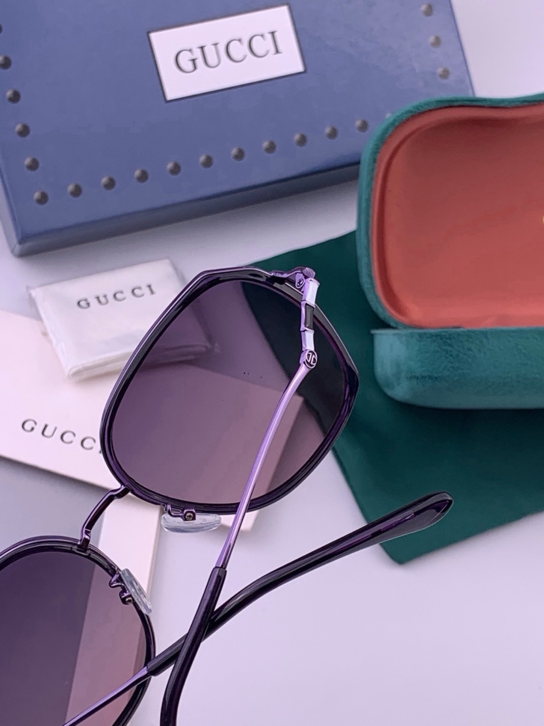 🔺 【GUCCI】开春新款 潮流爆款 时尚方框偏光太阳镜 高品质 佩戴舒适 网红潮款墨镜 女士高清尼龙偏光太阳镜🕶️ 🎉
