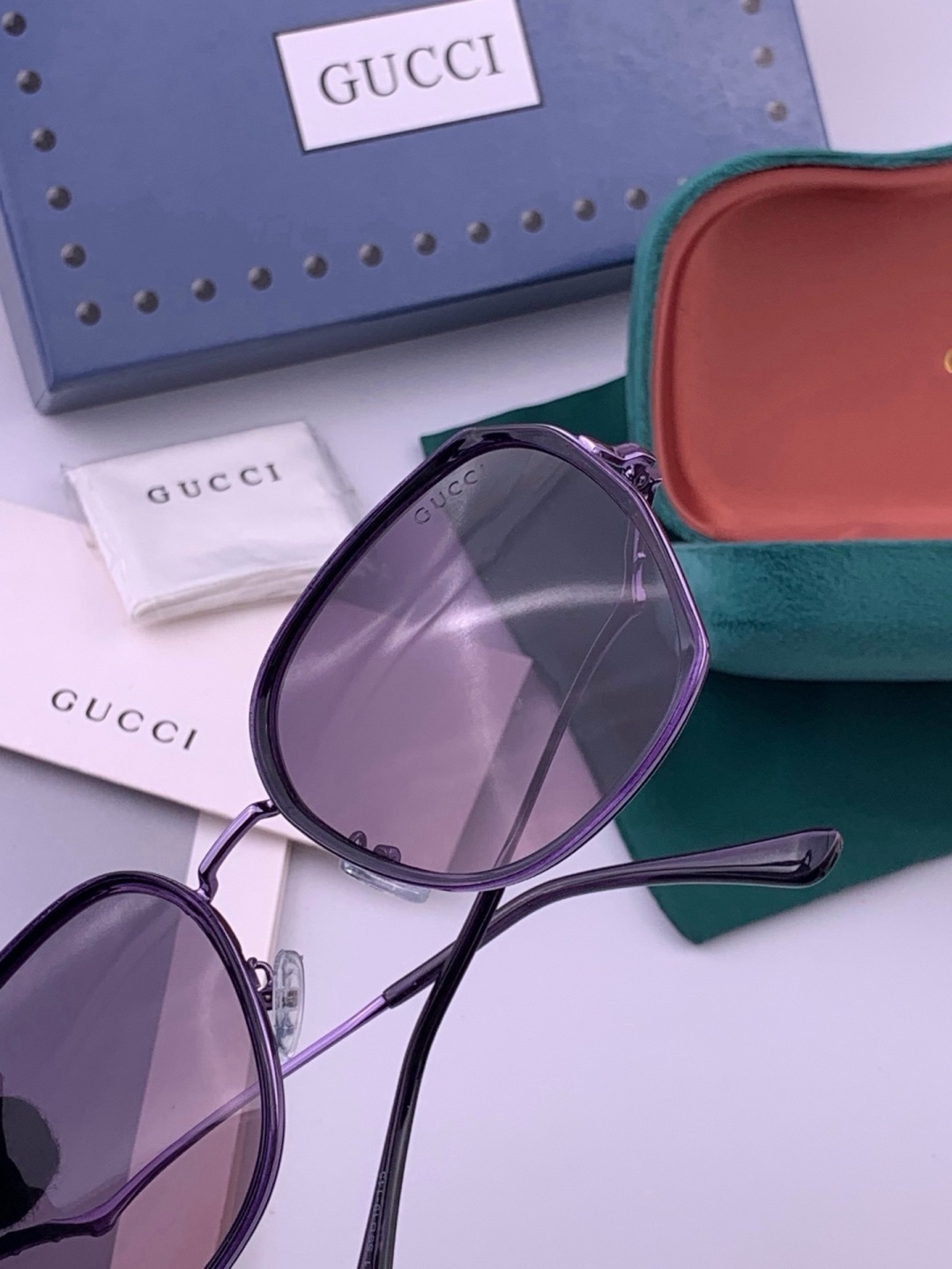 🔺 【GUCCI】开春新款 潮流爆款 时尚方框偏光太阳镜 高品质 佩戴舒适 网红潮款墨镜 女士高清尼龙偏光太阳镜🕶️ 🎉