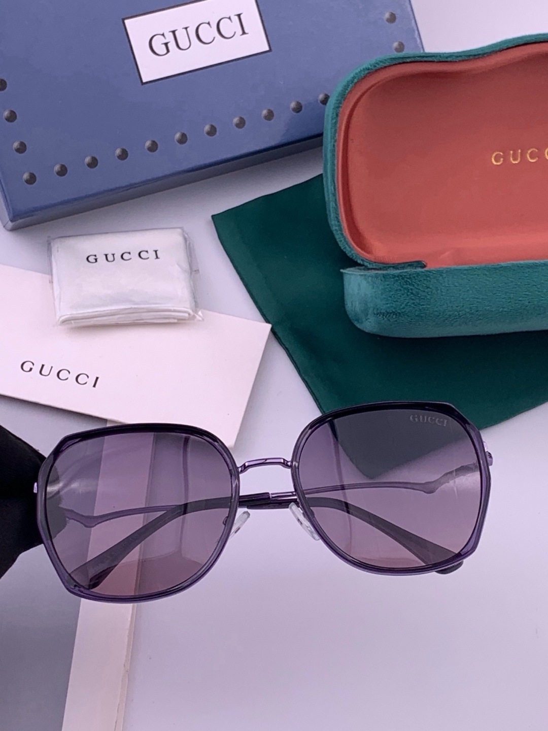 🔺 【GUCCI】开春新款 潮流爆款 时尚方框偏光太阳镜 高品质 佩戴舒适 网红潮款墨镜 女士高清尼龙偏光太阳镜🕶️ 🎉