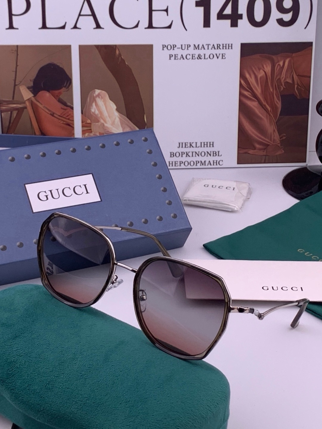 🔺 【GUCCI】开春新款 潮流爆款 时尚方框偏光太阳镜 高品质 佩戴舒适 网红潮款墨镜 女士高清尼龙偏光太阳镜🕶️ 🎉