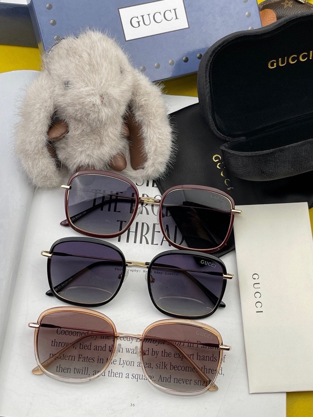GUCCI 开春新款 最新款方框太阳镜 各路网红纷纷带起气场满分‼️ 俏皮甜美.上脸效果更佳.金属质感超好 型号：G22