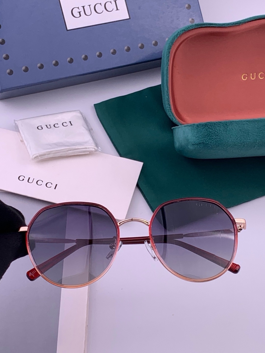 🔺 【GUCCI-偏光太阳镜】开春新款 潮流爆款 时尚圆框偏光太阳镜 高品质 佩戴舒适 网红潮款墨镜 女士高清偏光太阳镜