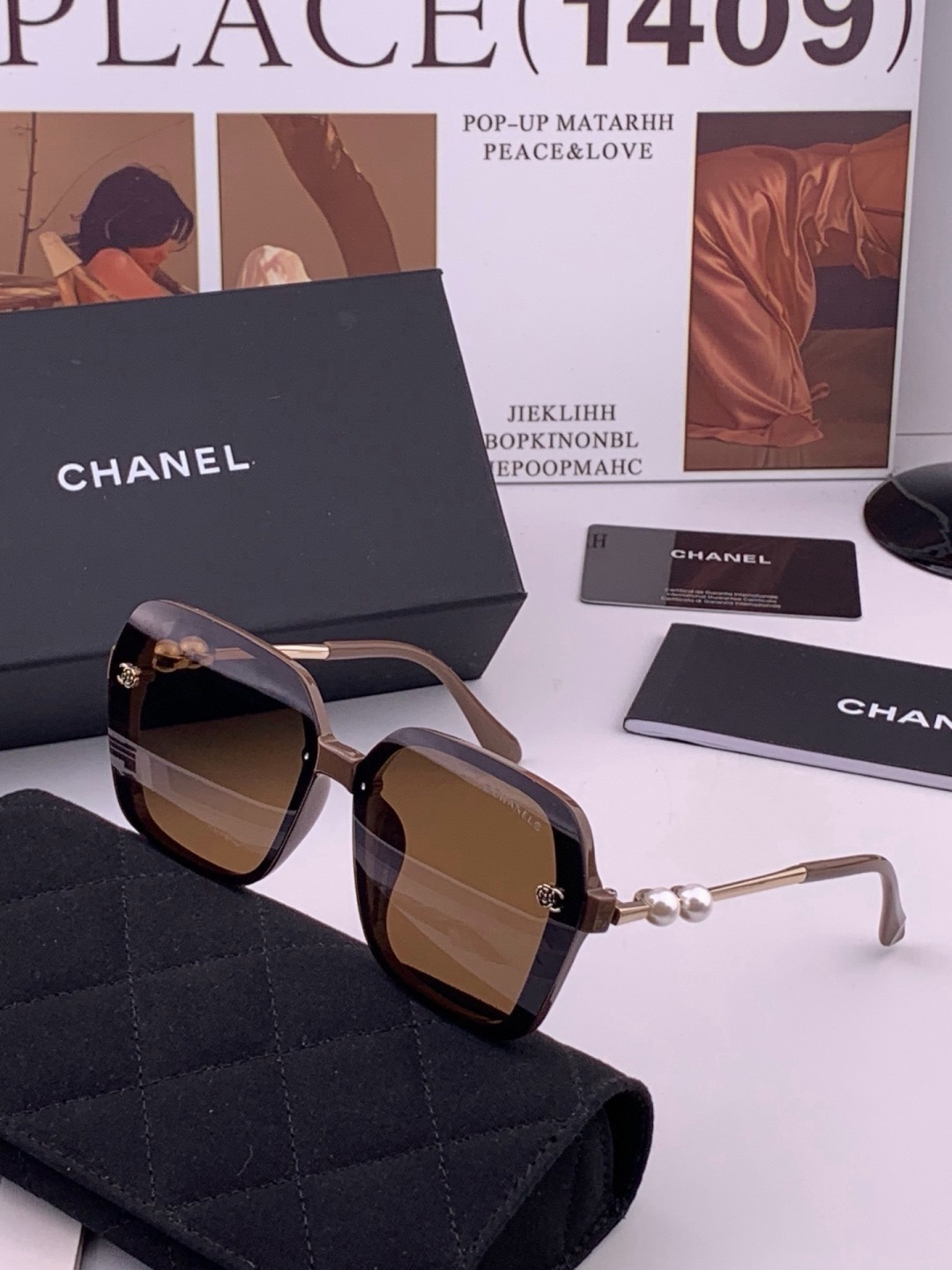 🔺CHANEL🔻官方早春新款，众多明星同款[色]香奈儿‼️‼️新款珍珠大框偏光墨镜 ，🌈🌈宝丽来超清偏光太阳镜🔝🔝型号：