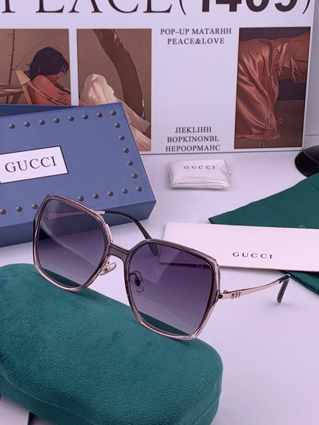 🔺 【GUCCI-偏光太阳镜】开春新款 潮流爆款 时尚圆框偏光太阳镜 高品质 佩戴舒适 网红潮款墨镜 女士高清偏光太阳镜