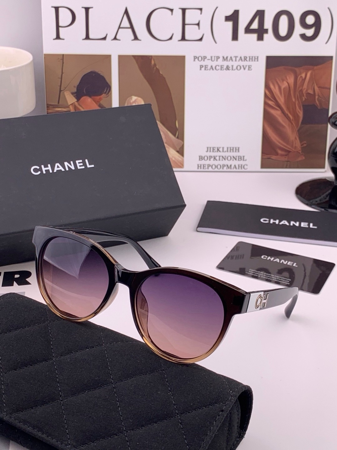 【CHANEL】香奈儿 新款潮流爆款 时尚圆框太阳镜 佩戴舒适 网红潮款墨镜  女士高清加厚偏光太阳镜🕶️ 🎉高品质TR