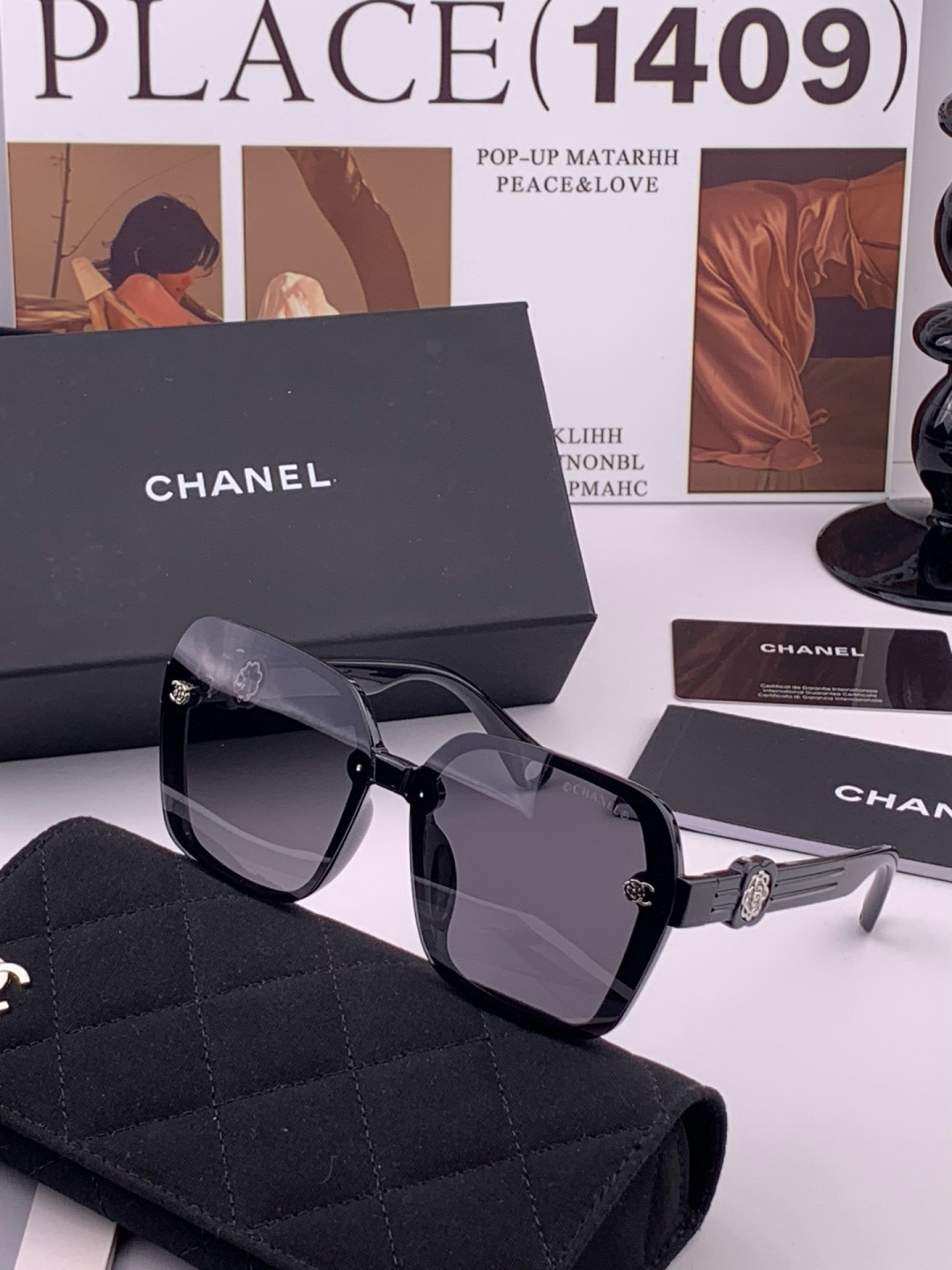 🔺CHANEL🔻官方早春新款，众多明星同款[色]香奈儿‼️‼️新款珍珠大框偏光墨镜 ，🌈🌈宝丽来超清偏光太阳镜🔝🔝型号：