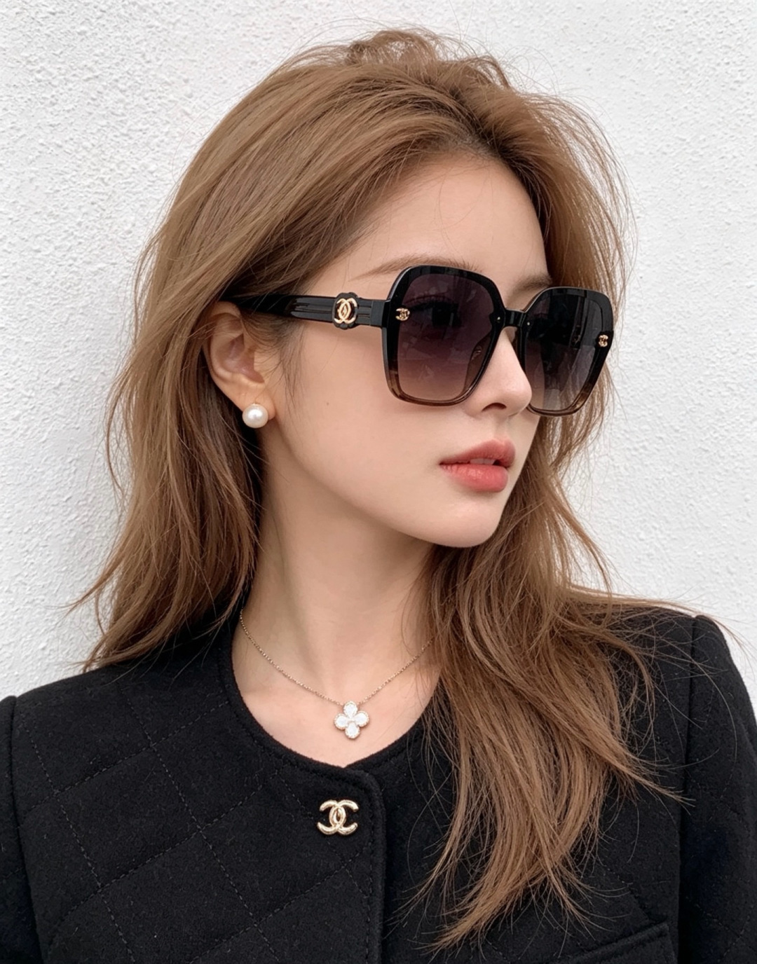 🔺CHANEL🔻官方早春新款，众多明星同款[色]香奈儿‼️‼️新款珍珠大框偏光墨镜 ，🌈🌈宝丽来超清偏光太阳镜🔝🔝型号：