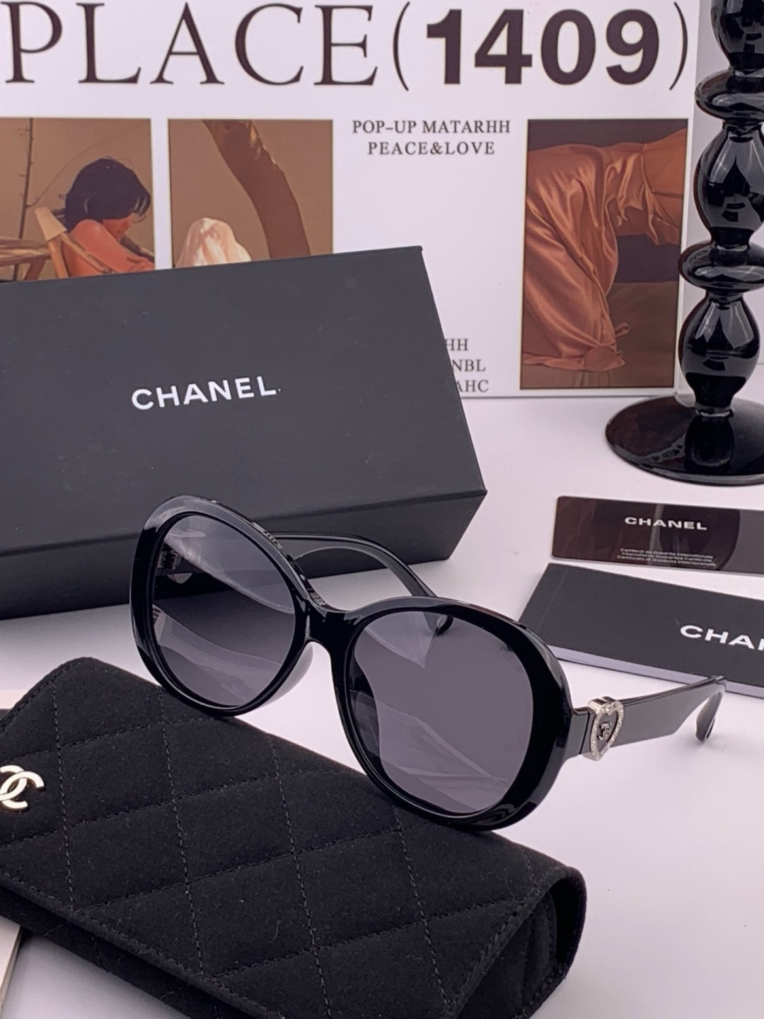 🔺CHANEL🔻官方早春新款，众多明星同款[色]香奈儿‼️‼️新款珍珠大框偏光墨镜 ，🌈🌈宝丽来超清偏光太阳镜🔝🔝型号：