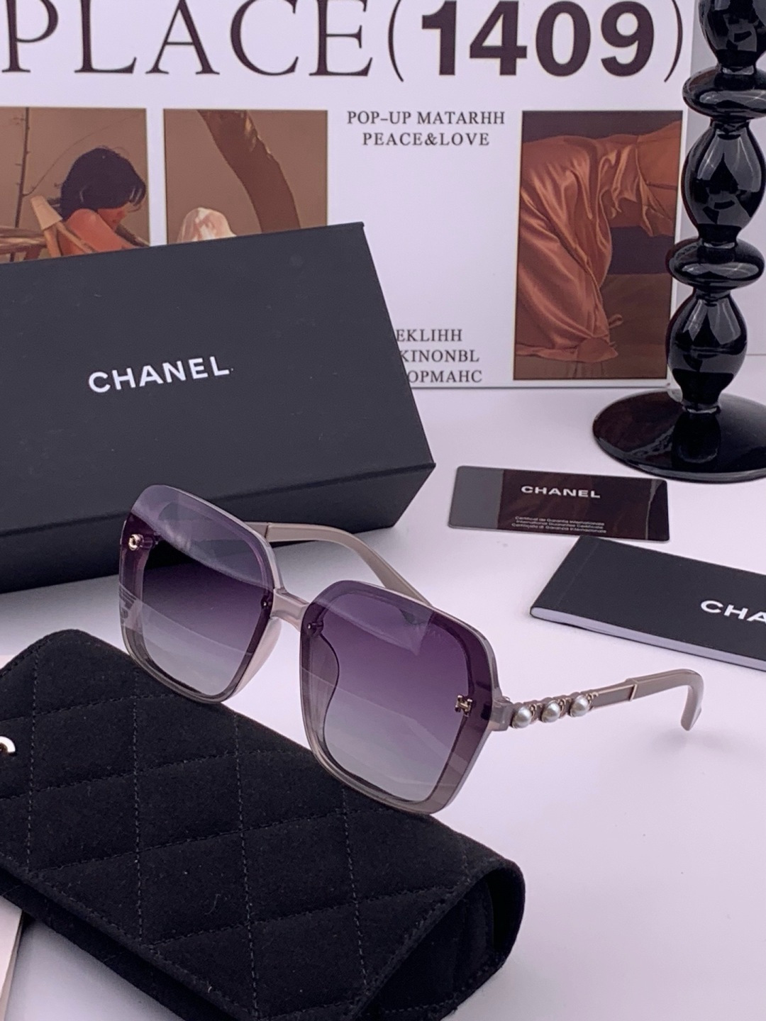 🔺CHANEL🔻官方早春新款，众多明星同款[色]香奈儿‼️‼️新款珍珠大框偏光墨镜 ，🌈🌈宝丽来超清偏光太阳镜🔝🔝型号：