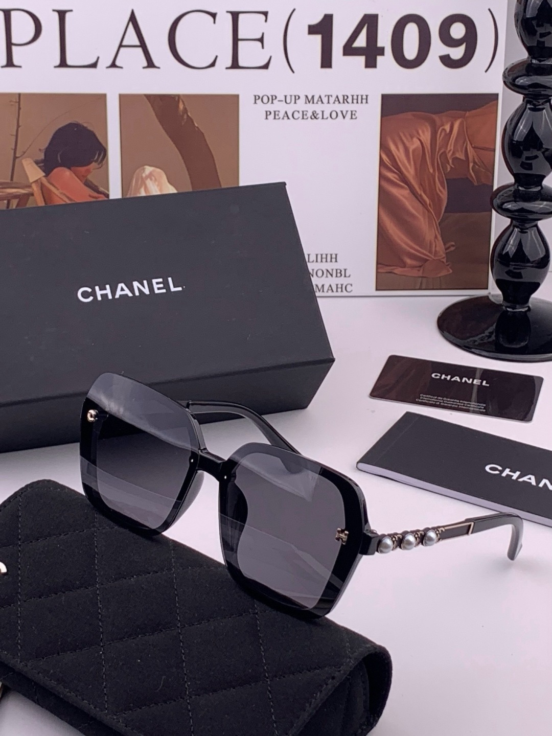 🔺CHANEL🔻官方早春新款，众多明星同款[色]香奈儿‼️‼️新款珍珠大框偏光墨镜 ，🌈🌈宝丽来超清偏光太阳镜🔝🔝型号：