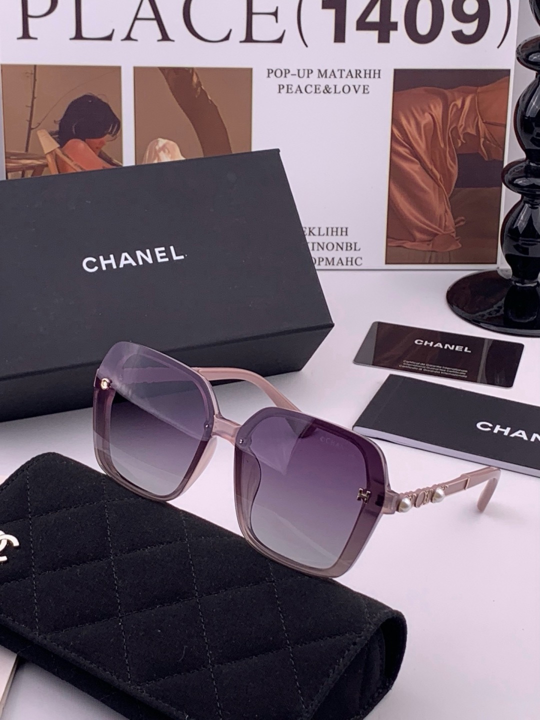 🔺CHANEL🔻官方早春新款，众多明星同款[色]香奈儿‼️‼️新款珍珠大框偏光墨镜 ，🌈🌈宝丽来超清偏光太阳镜🔝🔝型号：