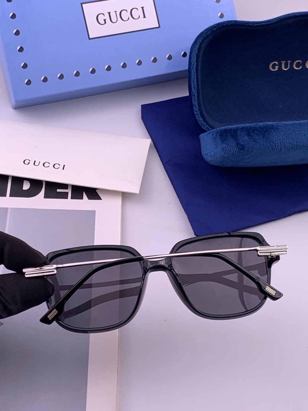 🔺 【GUCCI】开春新款 潮流爆款 时尚方框偏光太阳镜 高品质 佩戴舒适 网红潮款墨镜 女士高清尼龙偏光太阳镜🕶️ 🎉