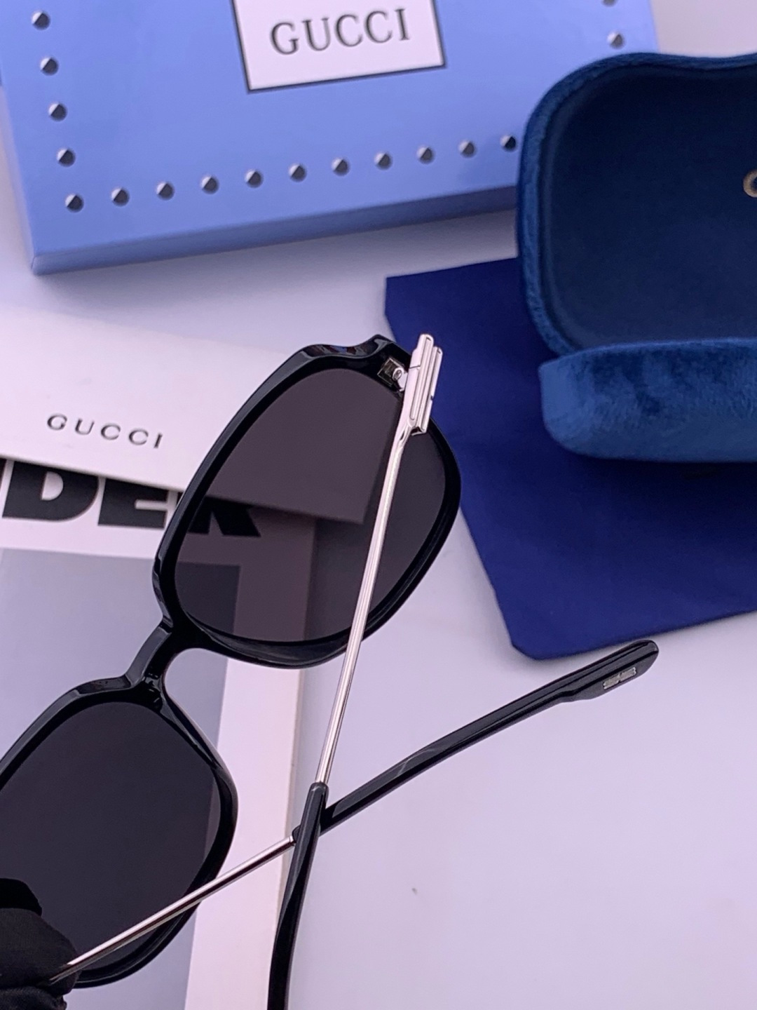 🔺 【GUCCI】开春新款 潮流爆款 时尚方框偏光太阳镜 高品质 佩戴舒适 网红潮款墨镜 女士高清尼龙偏光太阳镜🕶️ 🎉