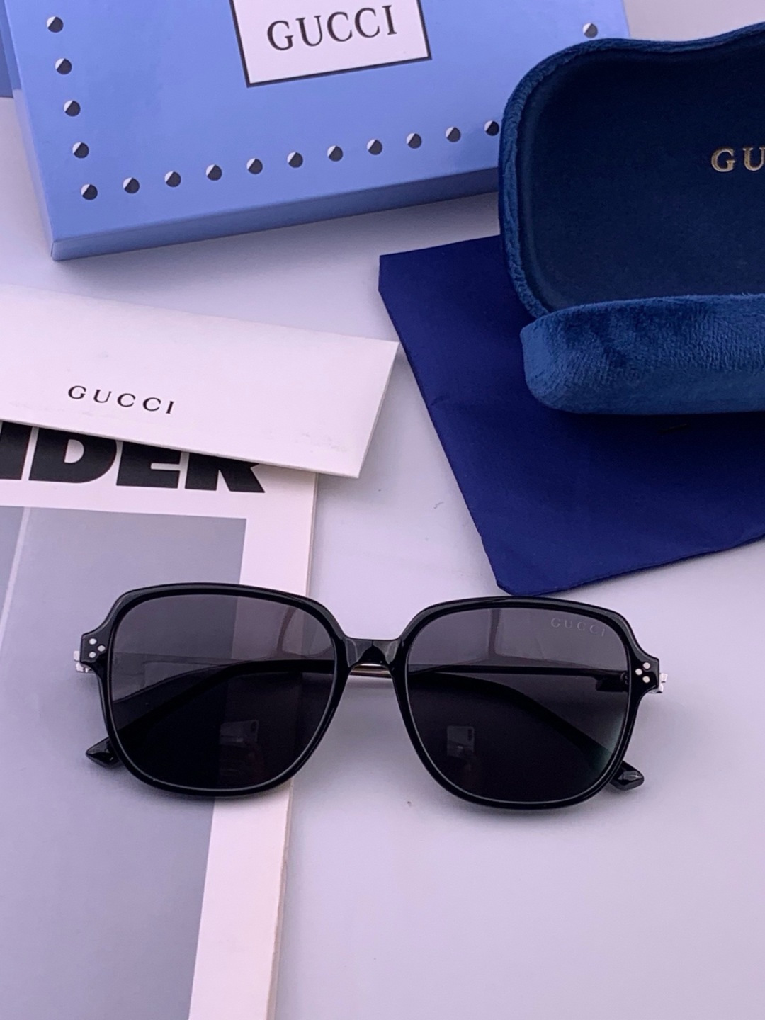 🔺 【GUCCI】开春新款 潮流爆款 时尚方框偏光太阳镜 高品质 佩戴舒适 网红潮款墨镜 女士高清尼龙偏光太阳镜🕶️ 🎉