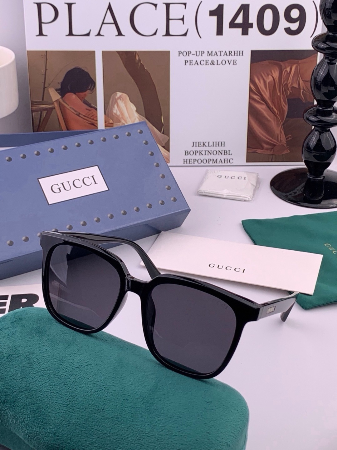 🔺 【GUCCI】开春新款 潮流爆款 时尚方框偏光太阳镜 高品质 佩戴舒适 网红潮款墨镜 女士高清尼龙偏光太阳镜🕶️ 🎉
