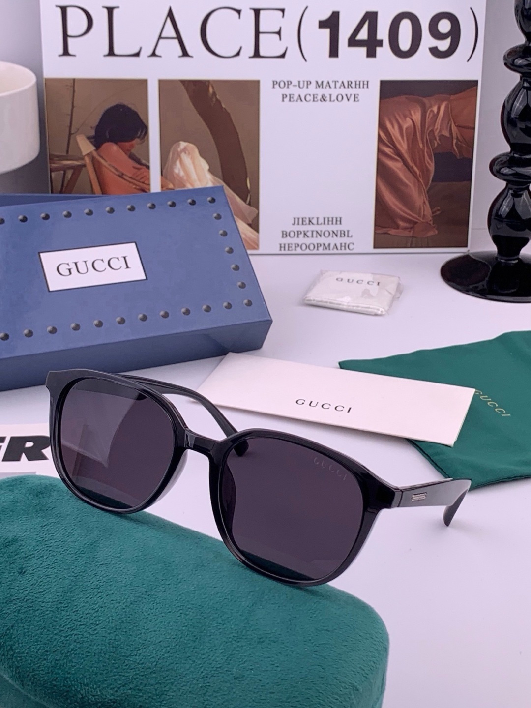 🔺 【GUCCI】开春新款 潮流爆款 时尚方框偏光太阳镜 高品质 佩戴舒适 网红潮款墨镜 女士高清尼龙偏光太阳镜🕶️ 🎉