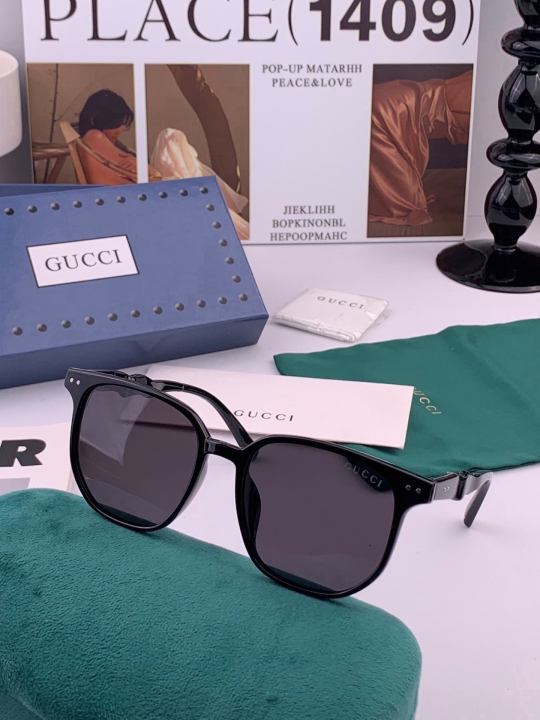 🔺 【GUCCI】开春新款 潮流爆款 时尚方框偏光太阳镜 高品质 佩戴舒适 网红潮款墨镜 女士高清尼龙偏光太阳镜🕶️ 🎉