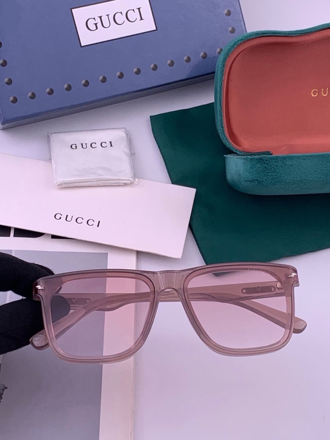 🔺 【GUCCI】开春新款 潮流爆款 时尚方框偏光太阳镜 高品质 佩戴舒适 网红潮款墨镜 女士高清尼龙偏光太阳镜🕶️ 🎉