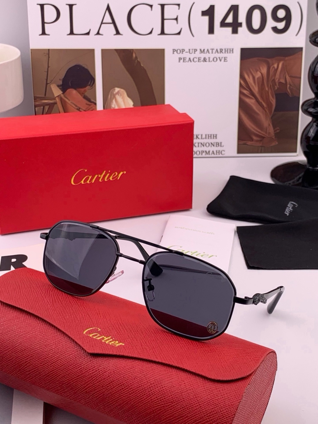 【卡地亚-cartier】 时尚高贵 很美手工🔝🔝高端品质 男女通用太阳眼镜 经典之作  有分量有质感的一款太阳镜  电