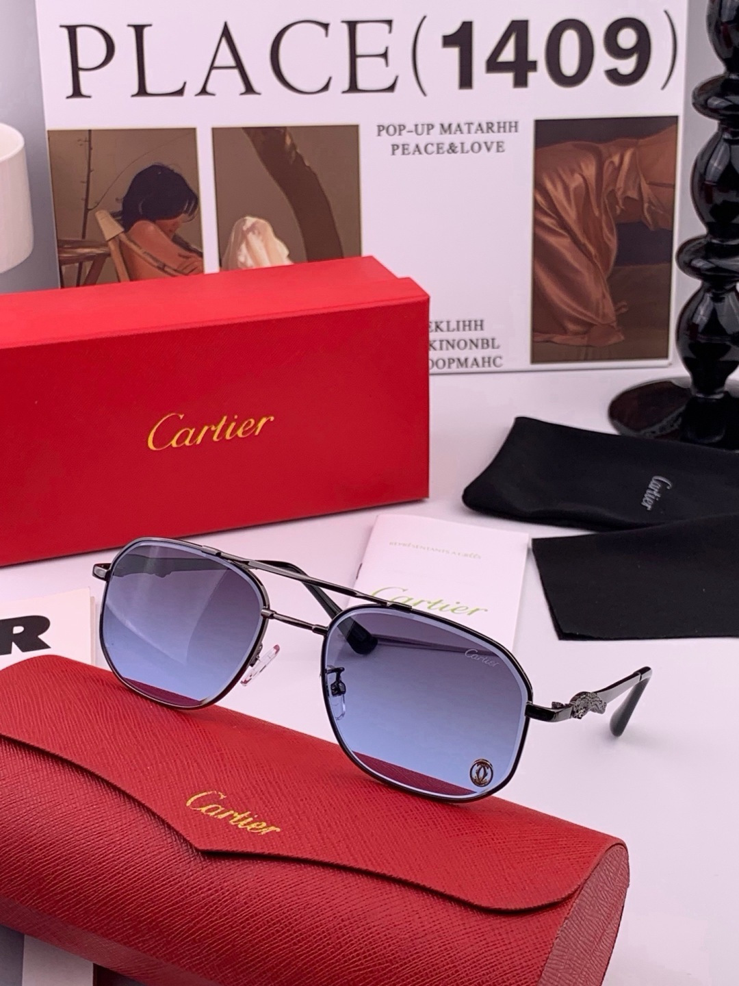 【卡地亚-cartier】 时尚高贵 很美手工🔝🔝高端品质 男女通用太阳眼镜 经典之作  有分量有质感的一款太阳镜  电