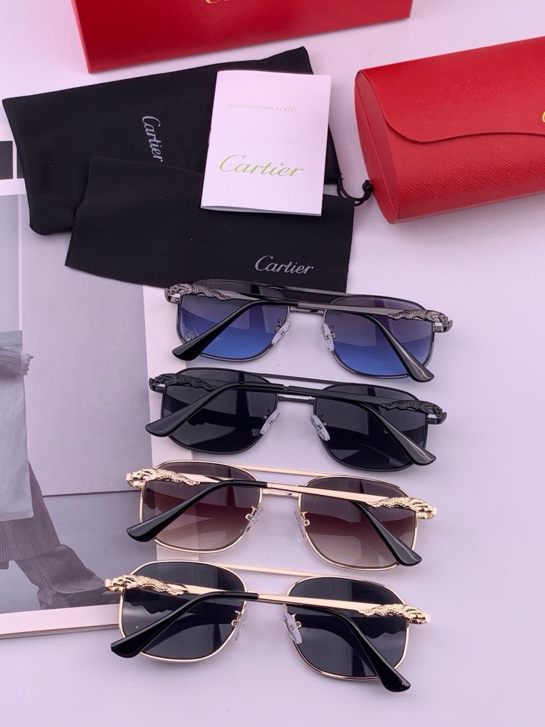 【卡地亚-cartier】 时尚高贵 很美手工🔝🔝高端品质 男女通用太阳眼镜 经典之作  有分量有质感的一款太阳镜  电