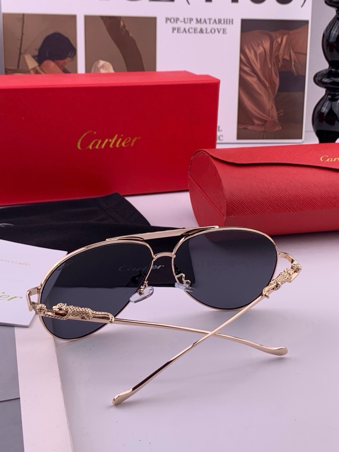 【卡地亚-cartier】 时尚高贵 很美手工🔝🔝高端品质 男女通用太阳眼镜 经典之作  有分量有质感的一款太阳镜  电