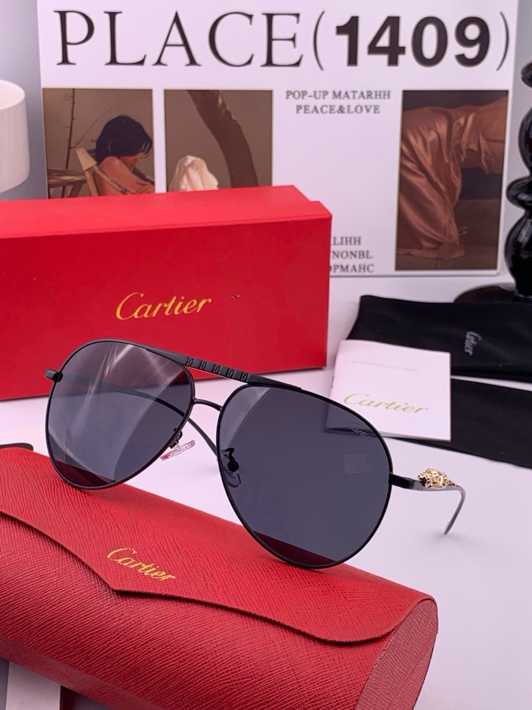 【卡地亚-cartier】 时尚高贵 很美手工🔝🔝高端品质 男女通用太阳眼镜 经典之作  有分量有质感的一款太阳镜  电
