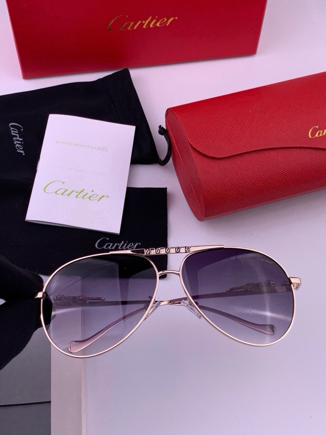 【卡地亚-cartier】 时尚高贵 很美手工🔝🔝高端品质 男女通用太阳眼镜 经典之作  有分量有质感的一款太阳镜  电