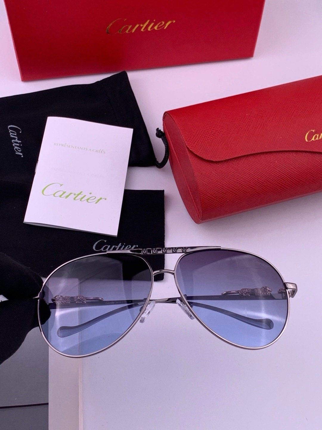 【卡地亚-cartier】 时尚高贵 很美手工🔝🔝高端品质 男女通用太阳眼镜 经典之作  有分量有质感的一款太阳镜  电