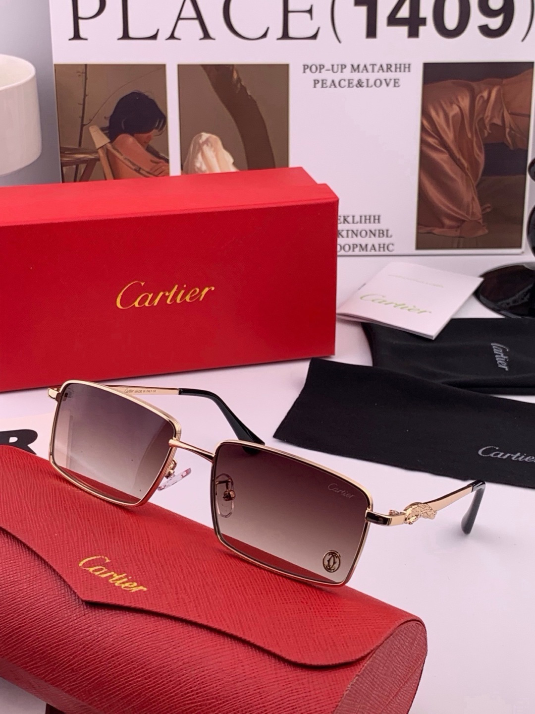 【卡地亚-cartier】 时尚高贵 很美手工🔝🔝高端品质 男女通用太阳眼镜 经典之作  有分量有质感的一款太阳镜  电