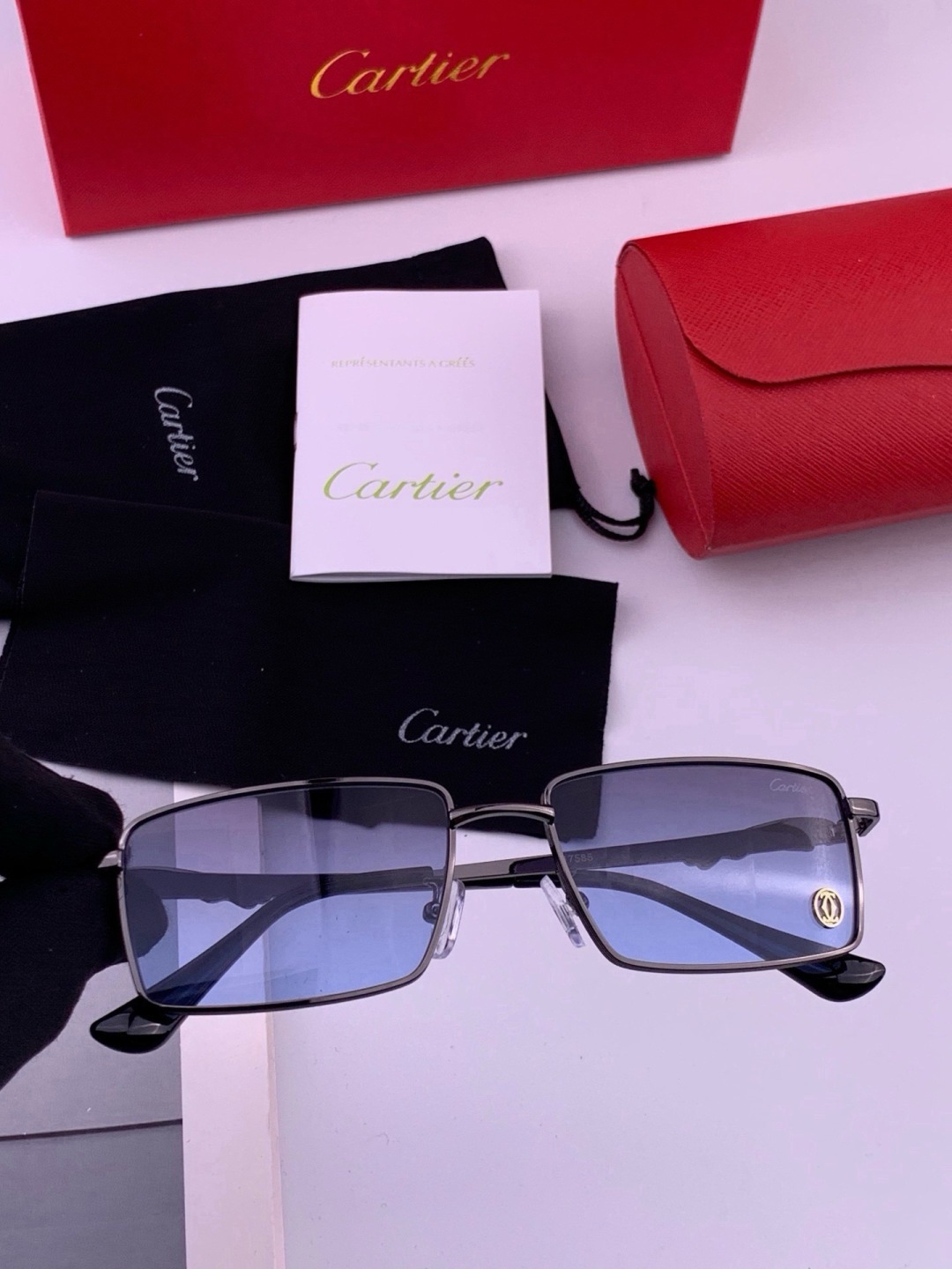 【卡地亚-cartier】 时尚高贵 很美手工🔝🔝高端品质 男女通用太阳眼镜 经典之作  有分量有质感的一款太阳镜  电