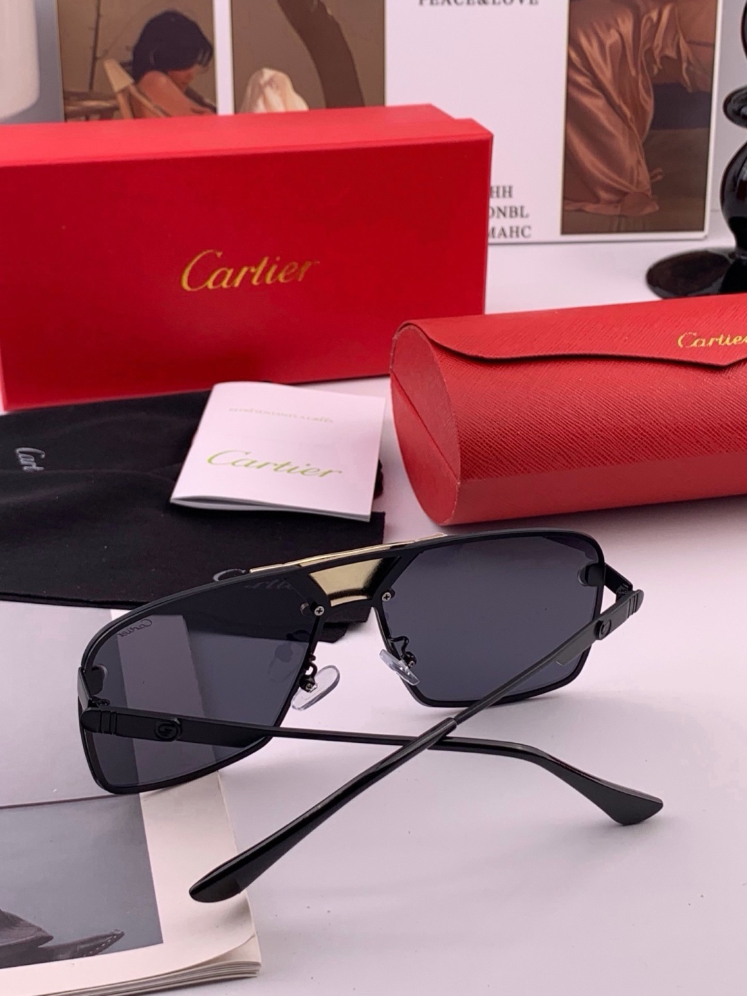 【卡地亚-cartier】 时尚高贵 很美手工🔝🔝高端品质 男女通用太阳眼镜 经典之作  有分量有质感的一款太阳镜  电