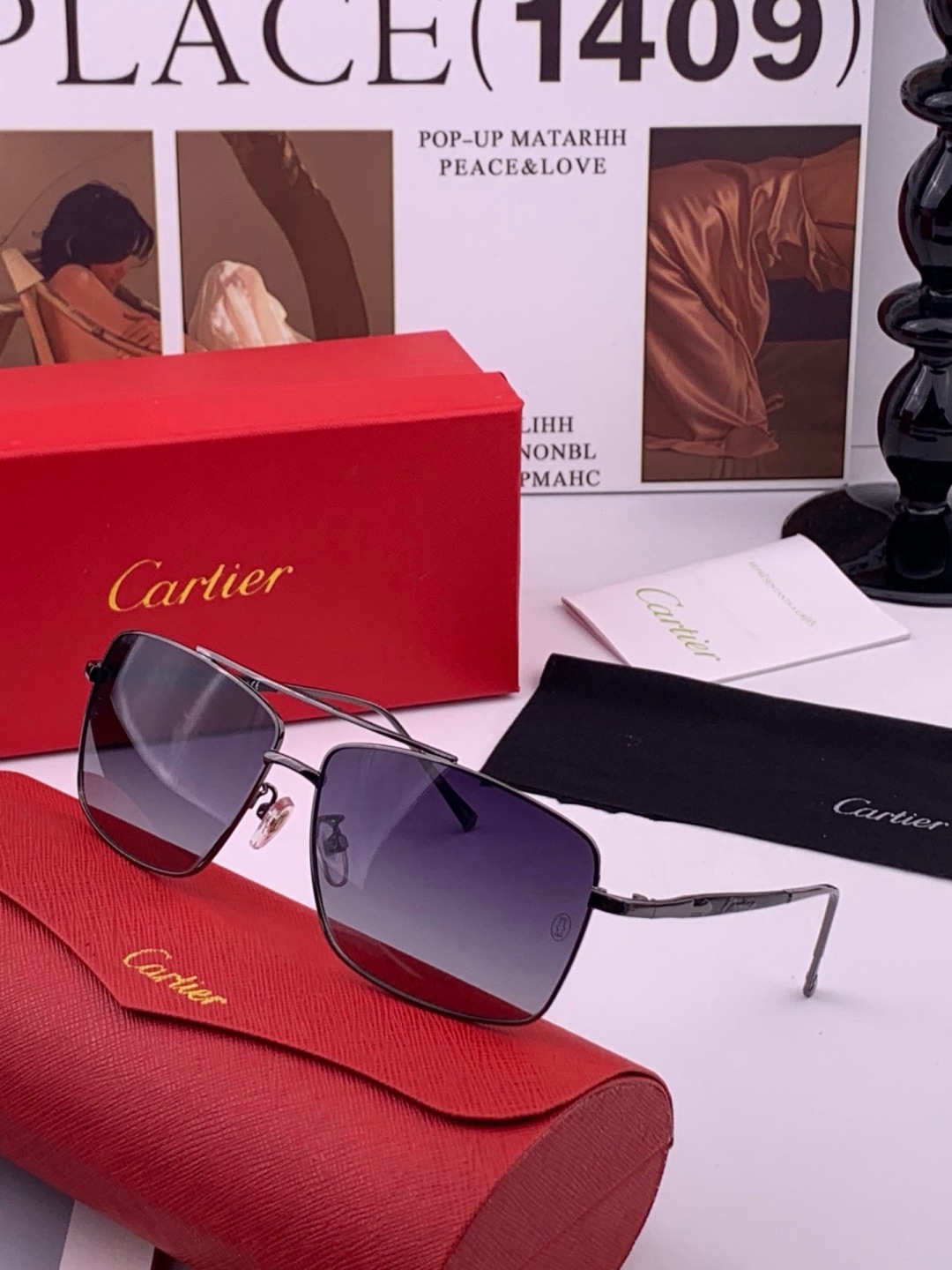 【Cartier  卡地亚】 👑男女款偏光墨镜  双色烤漆工艺  进口宝丽来偏光镜片   顶级做工彰显非凡品味 高品质 