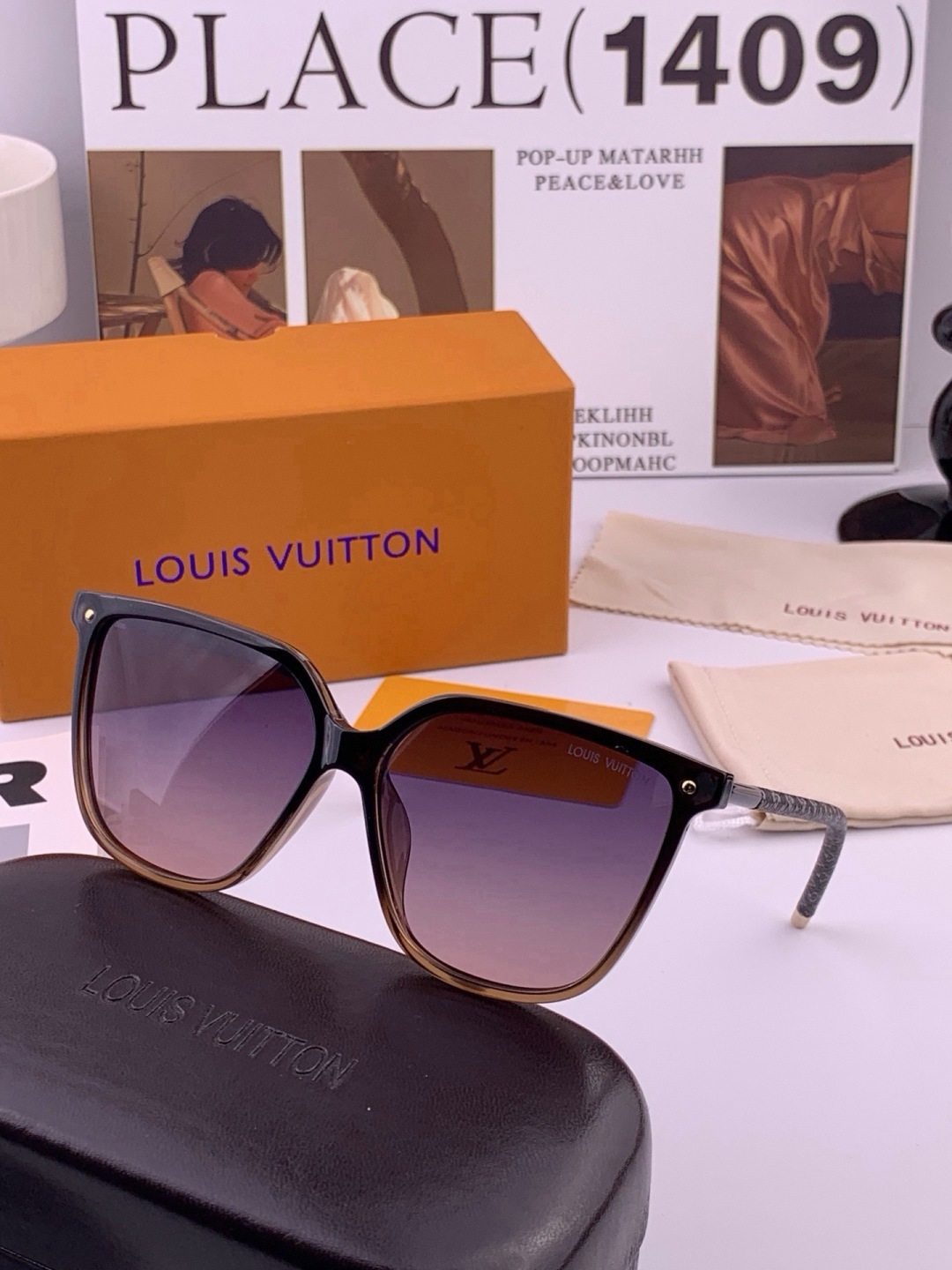 LV 🔥  高品质情侣款款墨镜   👍 进口宝丽来偏光镜片  🔥蛤蟆镜 开车钓鱼都可 🔥百搭显瘦墨镜韩版 大框司机开车防
