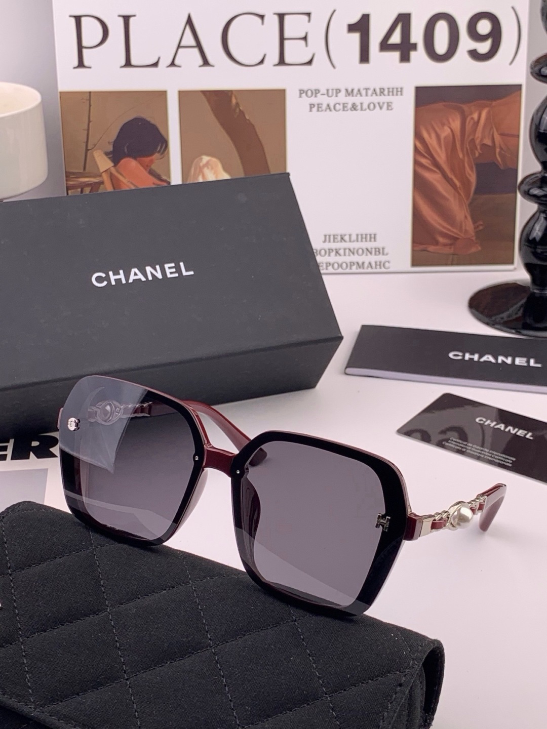 🔺CHANEL🔻官方早春新款，众多明星同款[色]香奈儿‼️‼️新款珍珠大框偏光墨镜 ，🌈🌈宝丽来超清偏光太阳镜🔝🔝型号：
