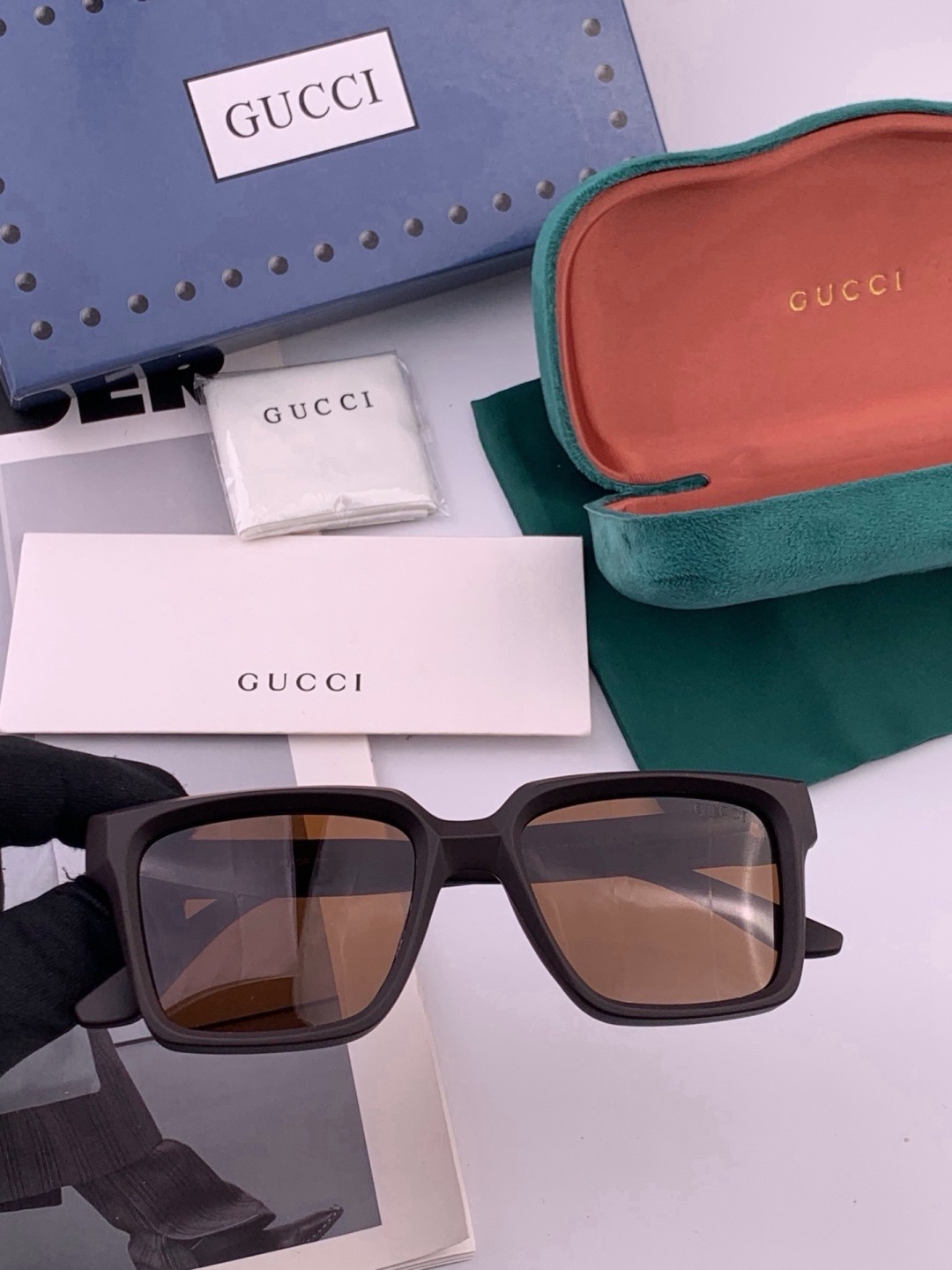 🔺 【GUCCI-偏光太阳镜】开春新款 潮流爆款 时尚方框偏光太阳镜 高品质 佩戴舒适 网红潮款墨镜 女士高清偏光太阳镜